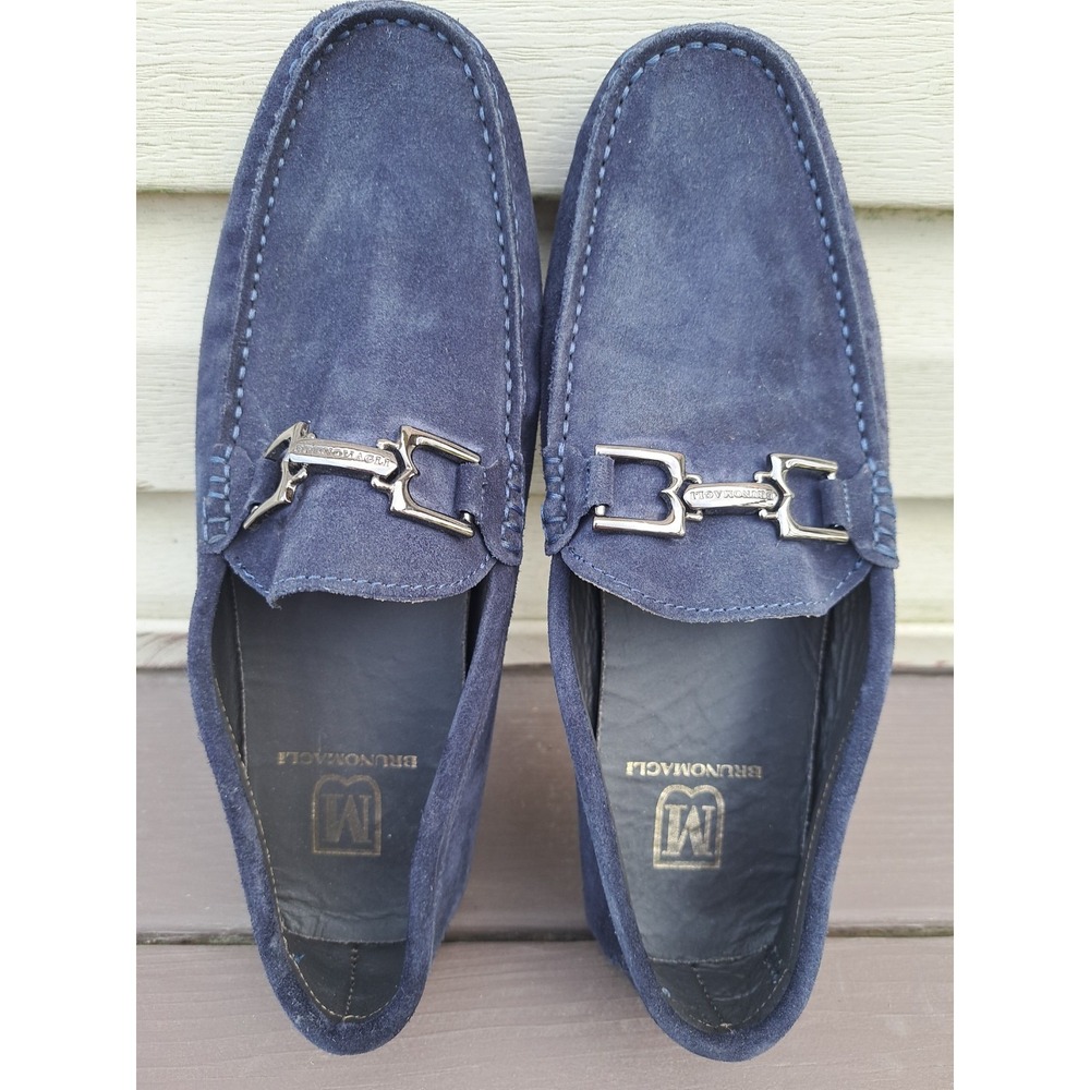 Bruno Magli Men's Xavier MB1XVRN1 Blue Suede Loafers Slip On Moccasin Shoes 9